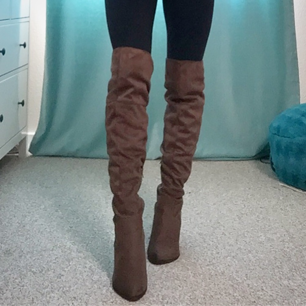 Charlotte Russe Suede Thigh / Knee High Heel Boots